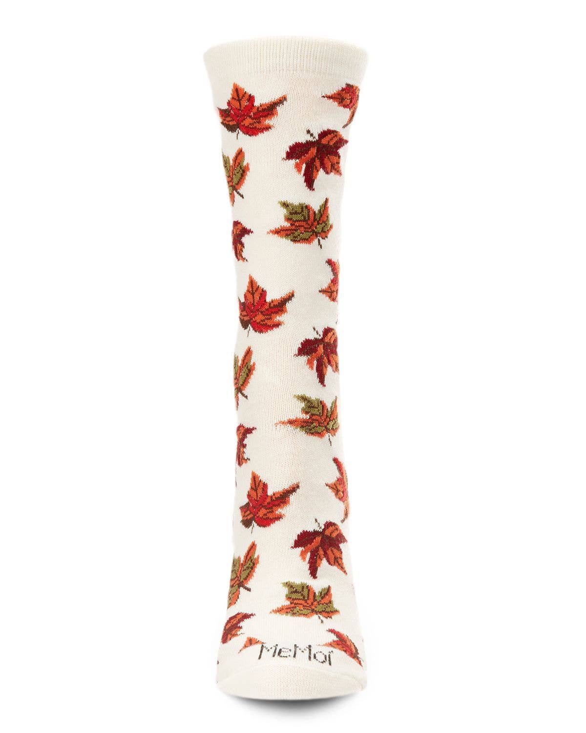 MeMoi/Autumn Leaves Bamboo Crew Socks