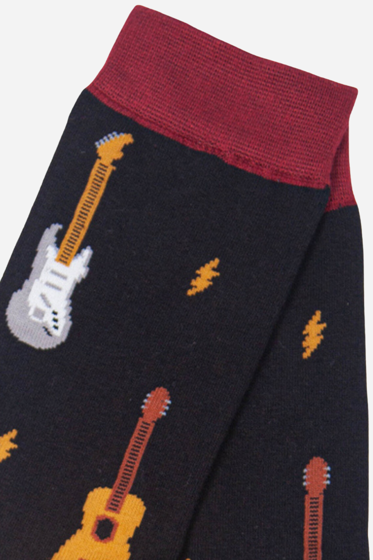 Sock Talk/Black Men&#39;s Mixed Guitar Print Bamboo Socks