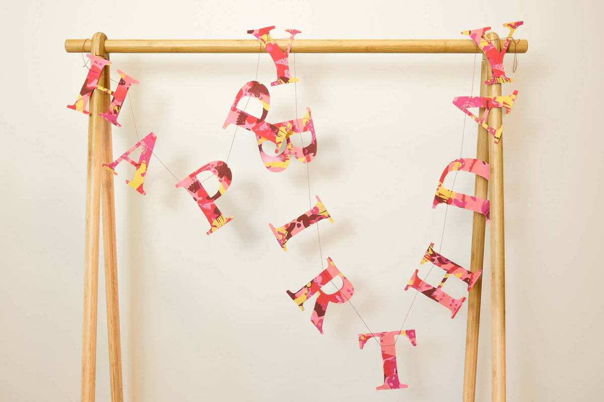 East End Press - Happy Birthday - Recycled Red Mix Sewn Garland