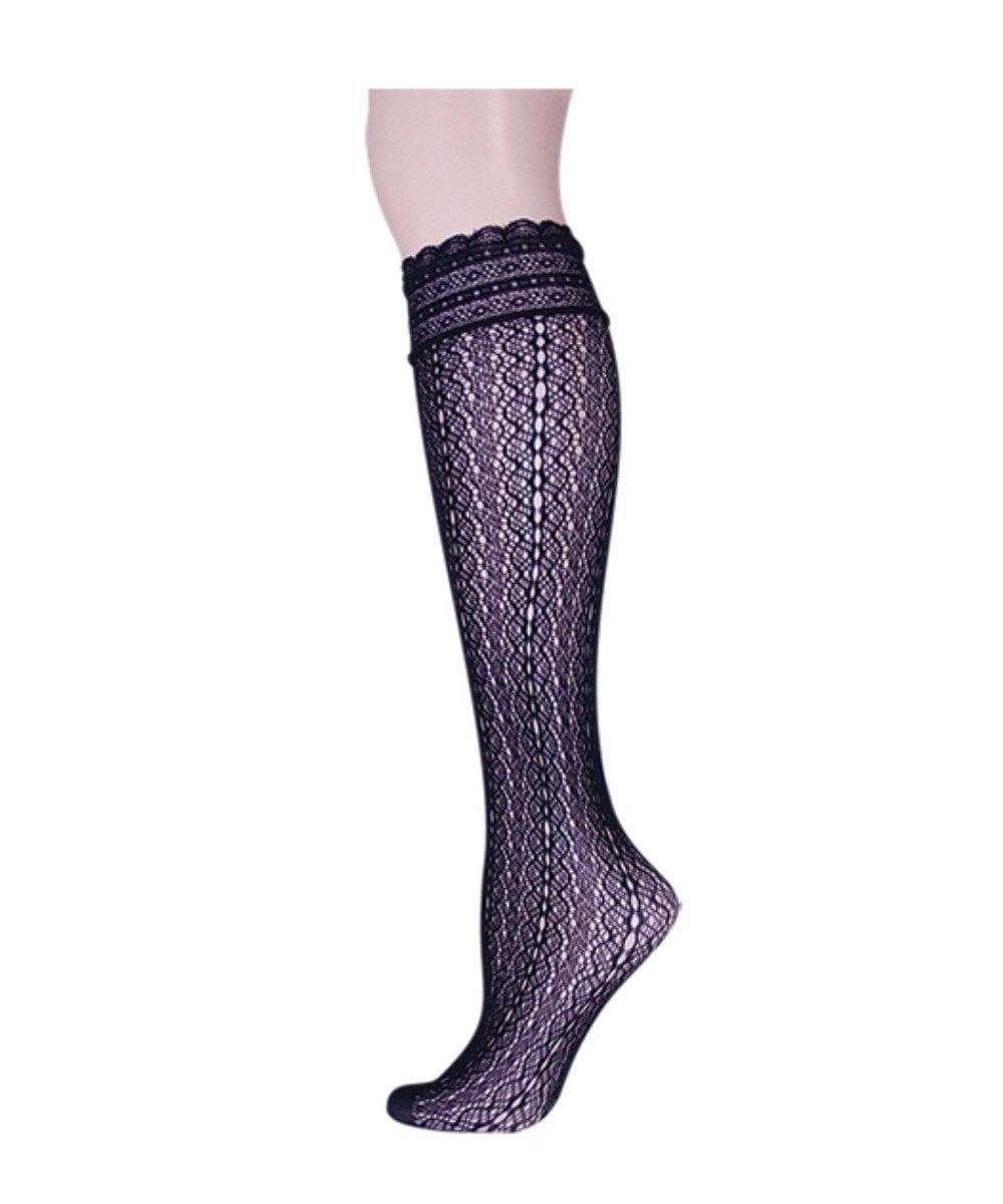 MeMoi Ornate Net Knee High Sock