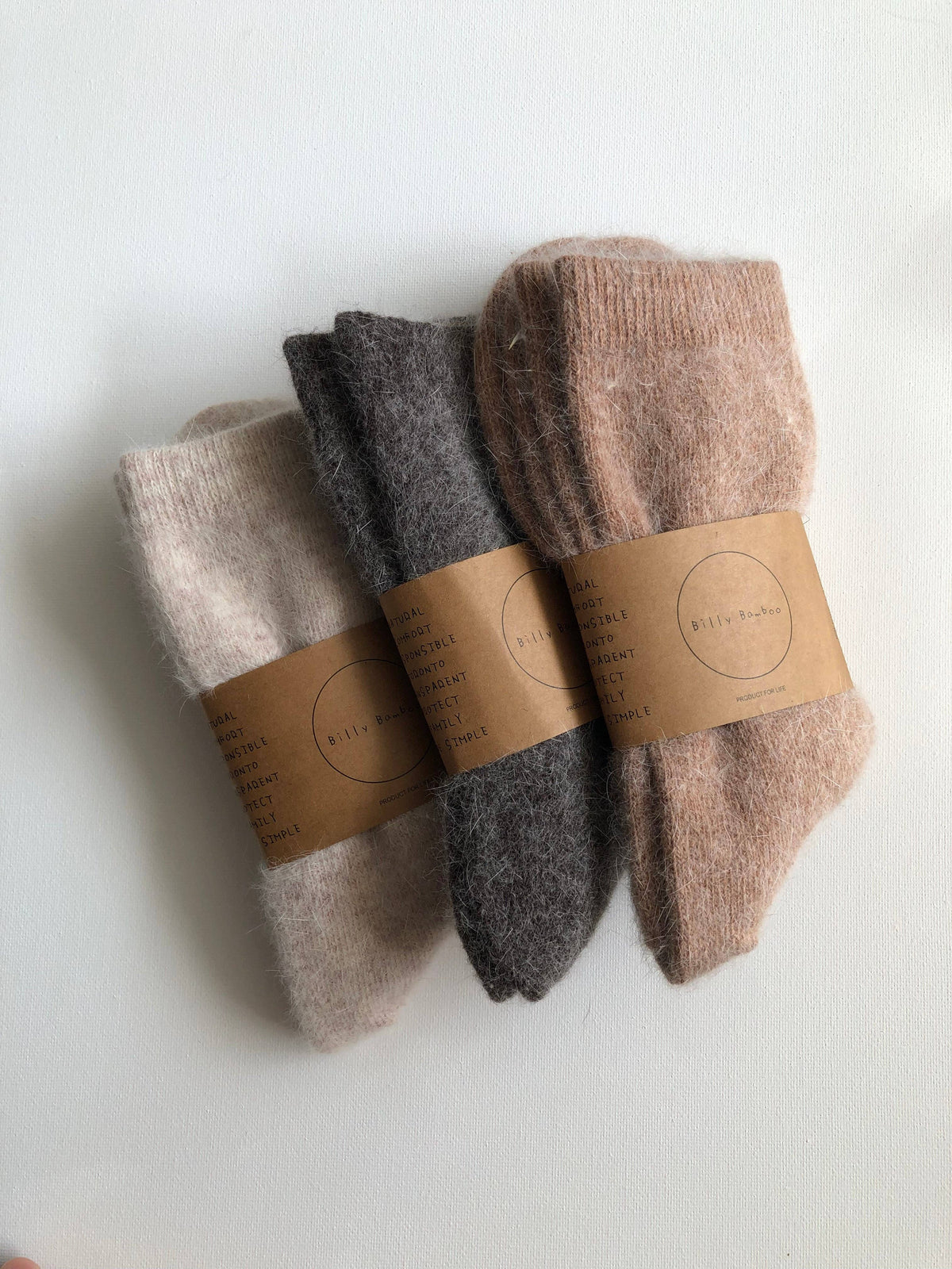 Billy Bamboo/FLUFFY ANGORA SOCKS - NEUTRAL