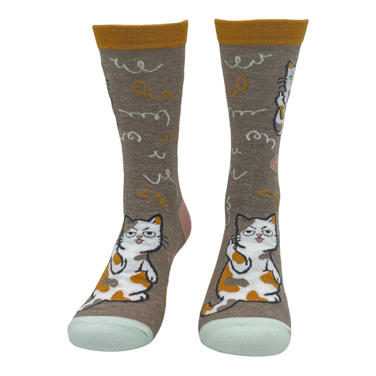 Crazy Dog/Women&#39;s Cat Flipping The Bird Socks Funny Jerk Mean Kitten