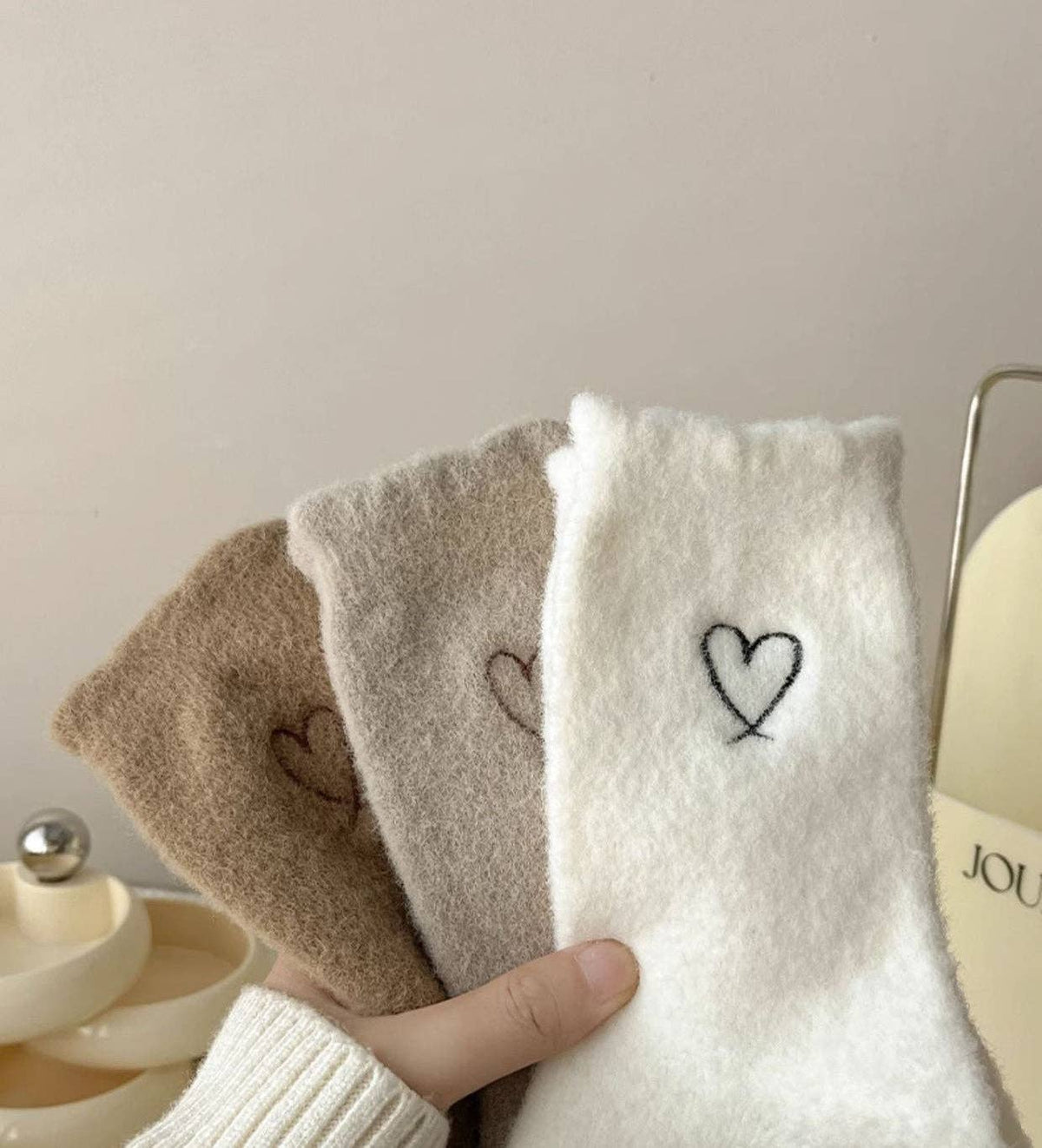 Gohobi/Warm Velvet Heart Socks