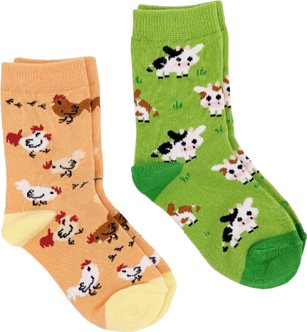 Sock Harbor/Kids Farm Animals 2-Pack Socks (Ages 2-4)