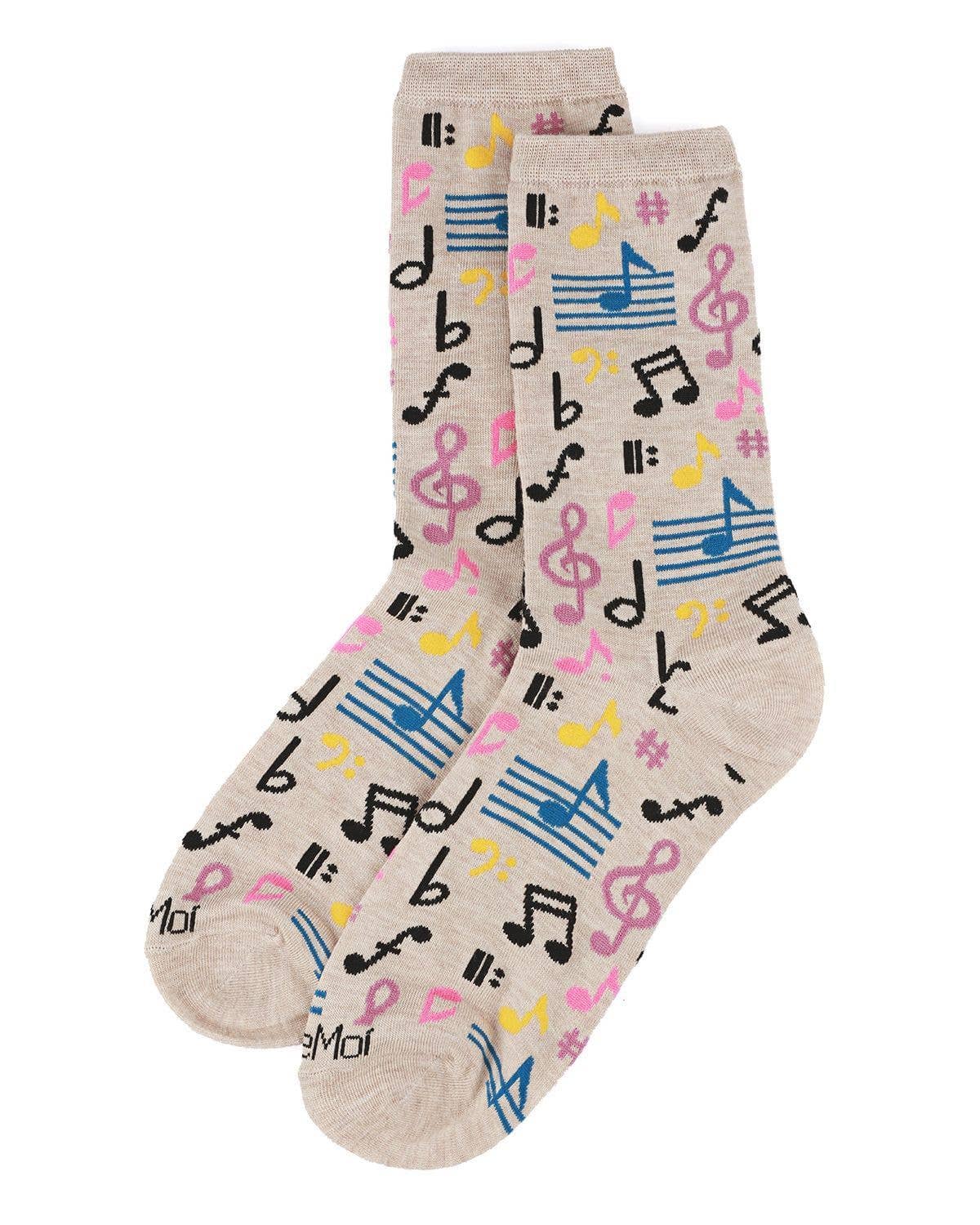 MeMoi Musical Notes Bamboo Crew Sock