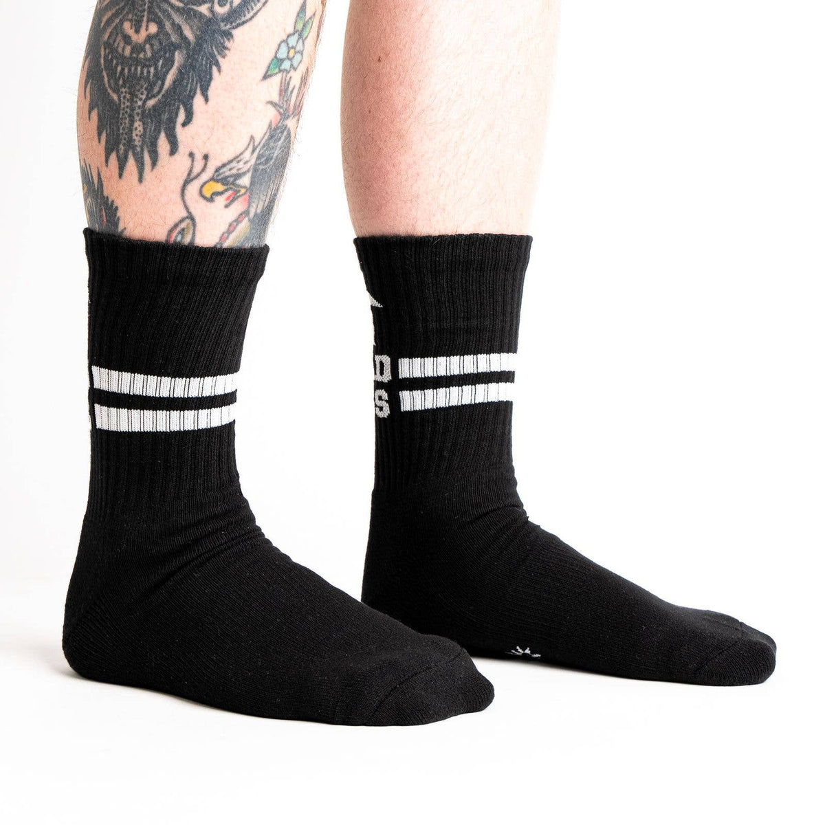 Sock it to Me/Athletic Ribbed Crew Sock: Bad Ass (Black)