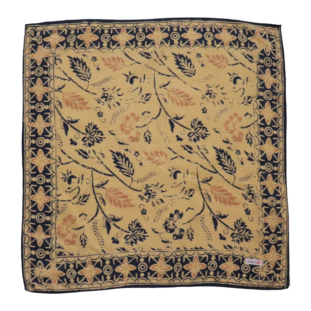 Kasih Coop/Handmade Batik Bandana Floral Blue Cream, Hand-dyed Scarf