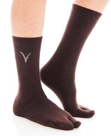 Split Toe Thicker BROWN Crew Flip-Flop Tabi Big Toe Socks