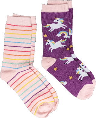 Sock Harbor/Kids Unicorn 2-Pack Socks (Ages 4-7)