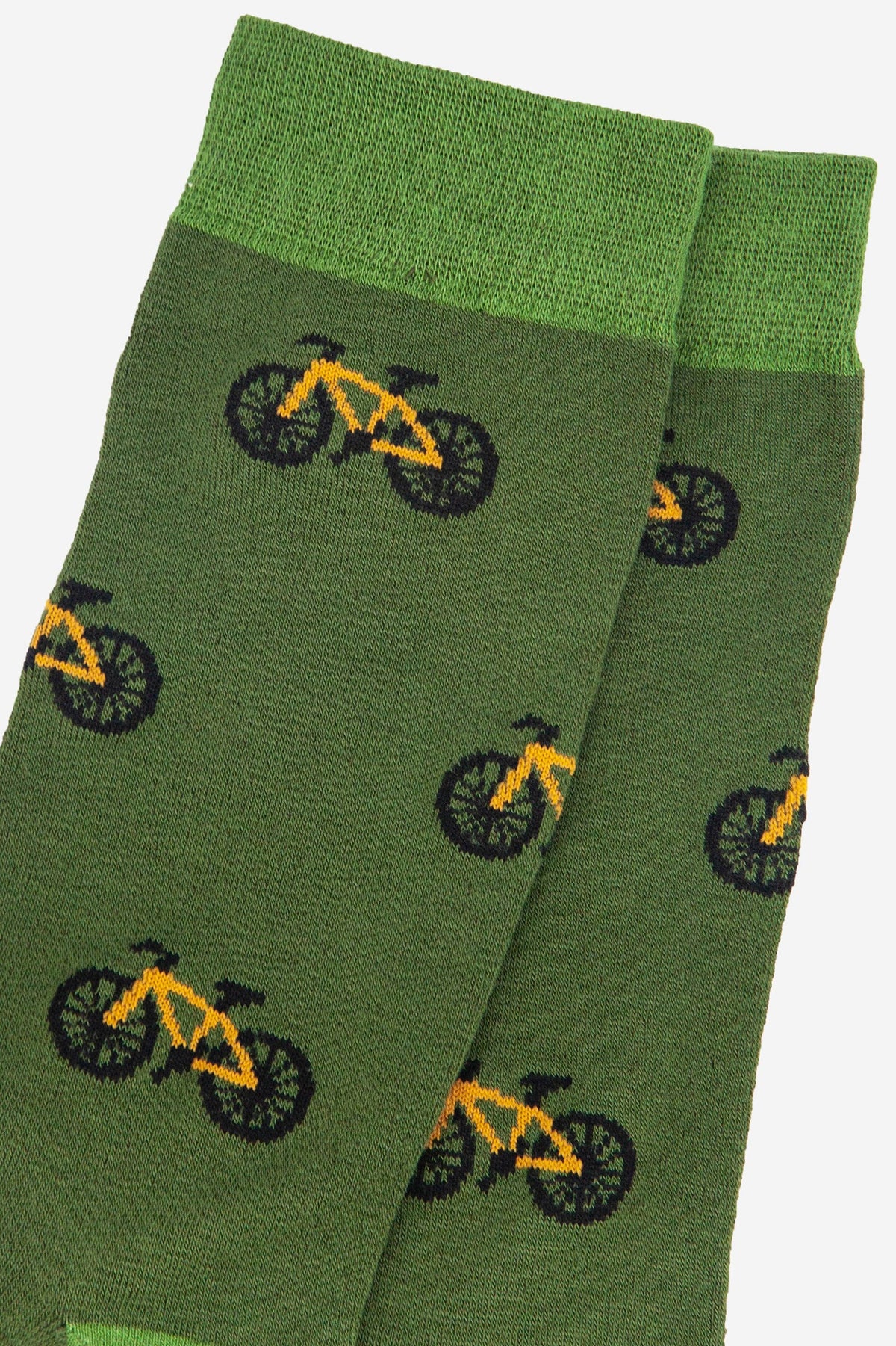 Sock Talk/Men&#39;s Bicycle Print Cycling Mountain Bike Bamboo Socks Green