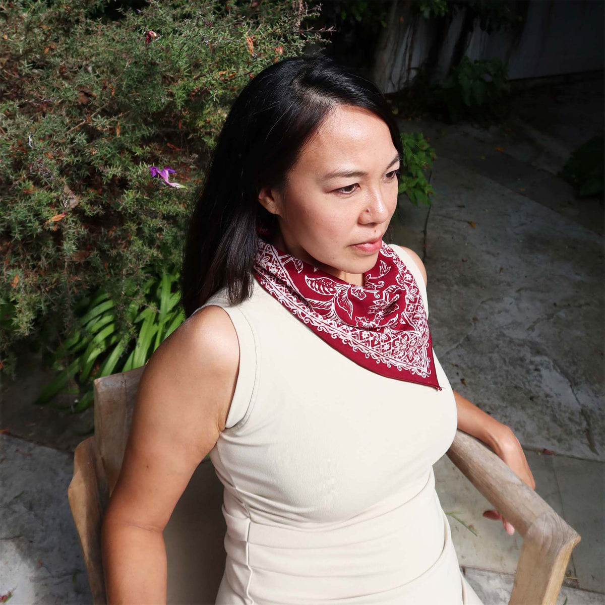 Kasih Coop/Hand Dyed Batik Bandana, 100% Soft Cotton, Cherish, Red