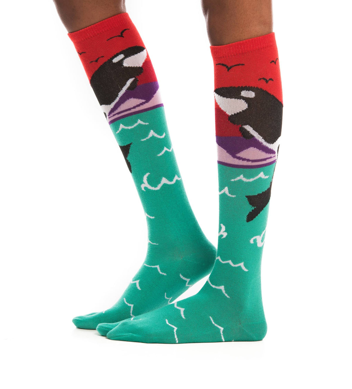 V-Toe Split Toe Novelty Socks Orca Over The Calf Tabi