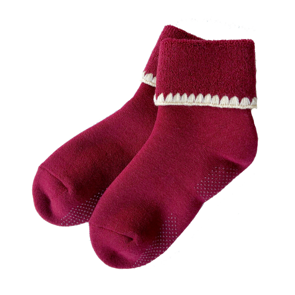 Cherrystone/Handcrafted Wool Cuff Socks | with Grips | 6 Colors