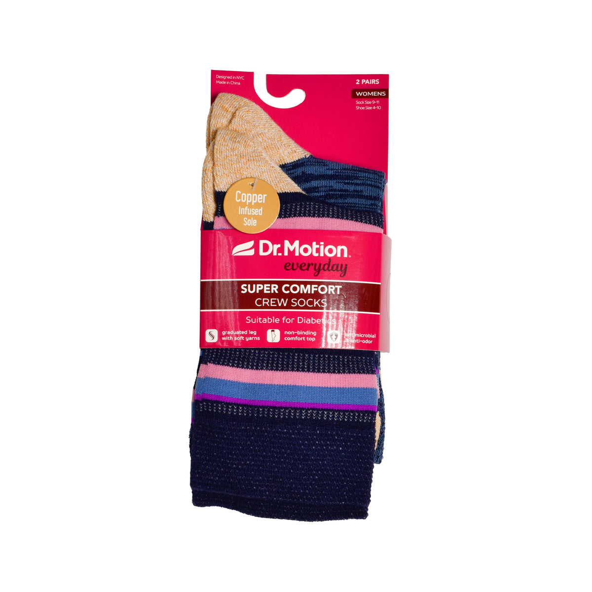 Dr. Motion/Multi Stripe | Diabetic Socks For Women