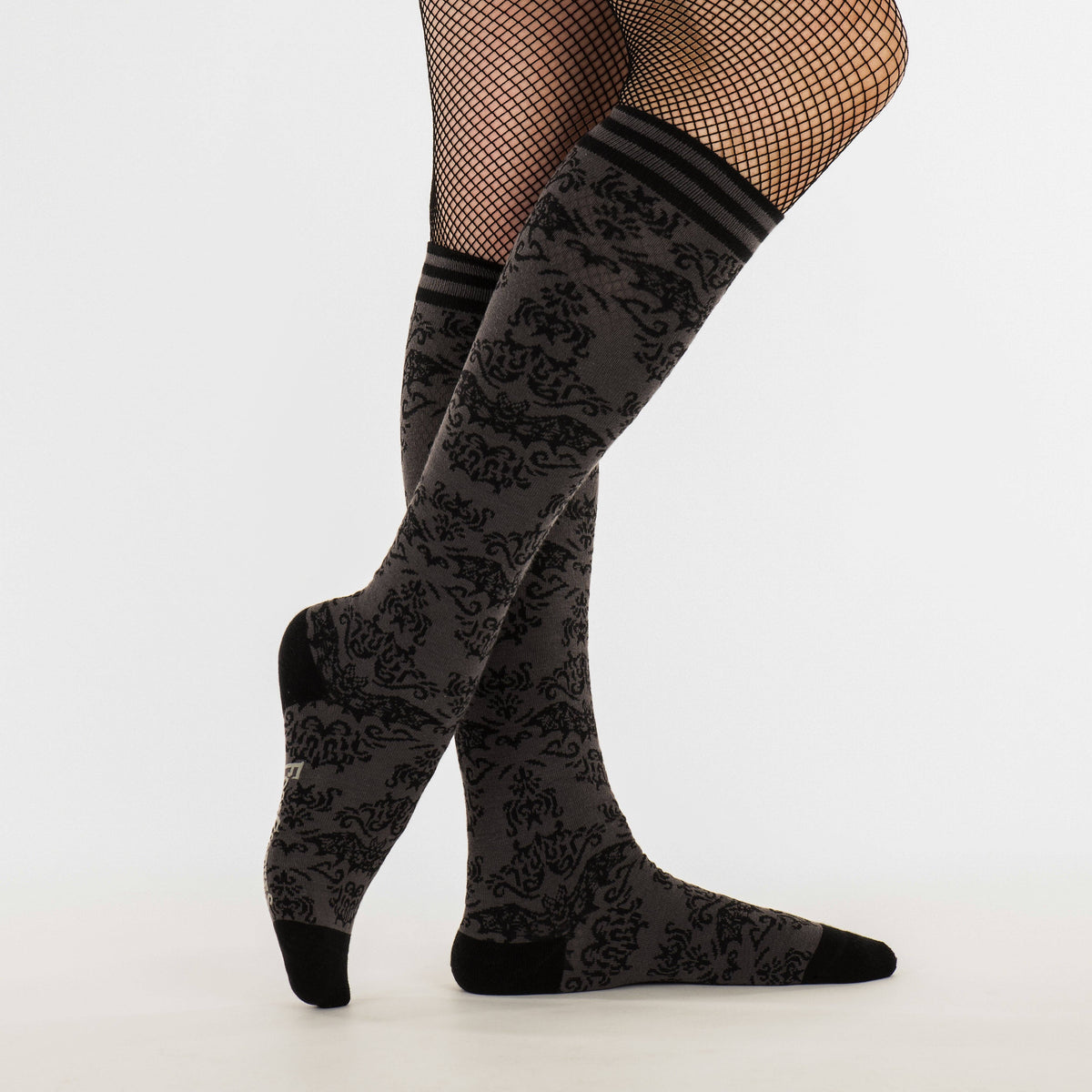 Foot Clothes/Bat Damask Knee High Socks