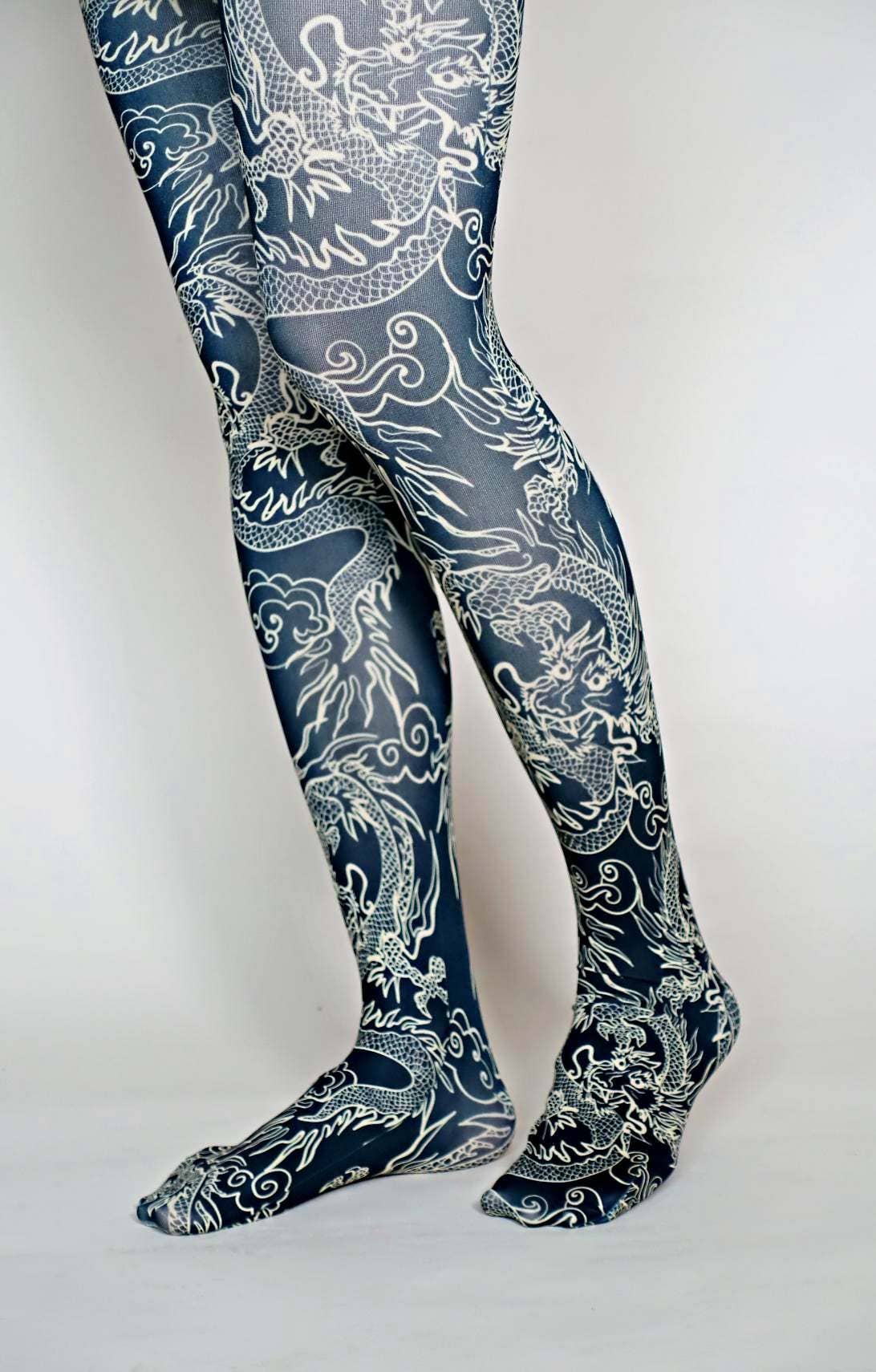 Tabbisocks - Kimono Dragon - tights - black