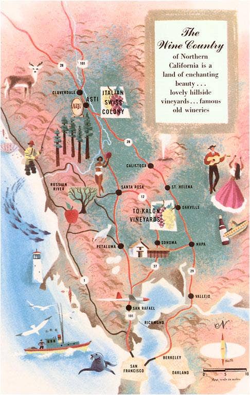Found Image Press/Map of California Wine Country//Magnet
