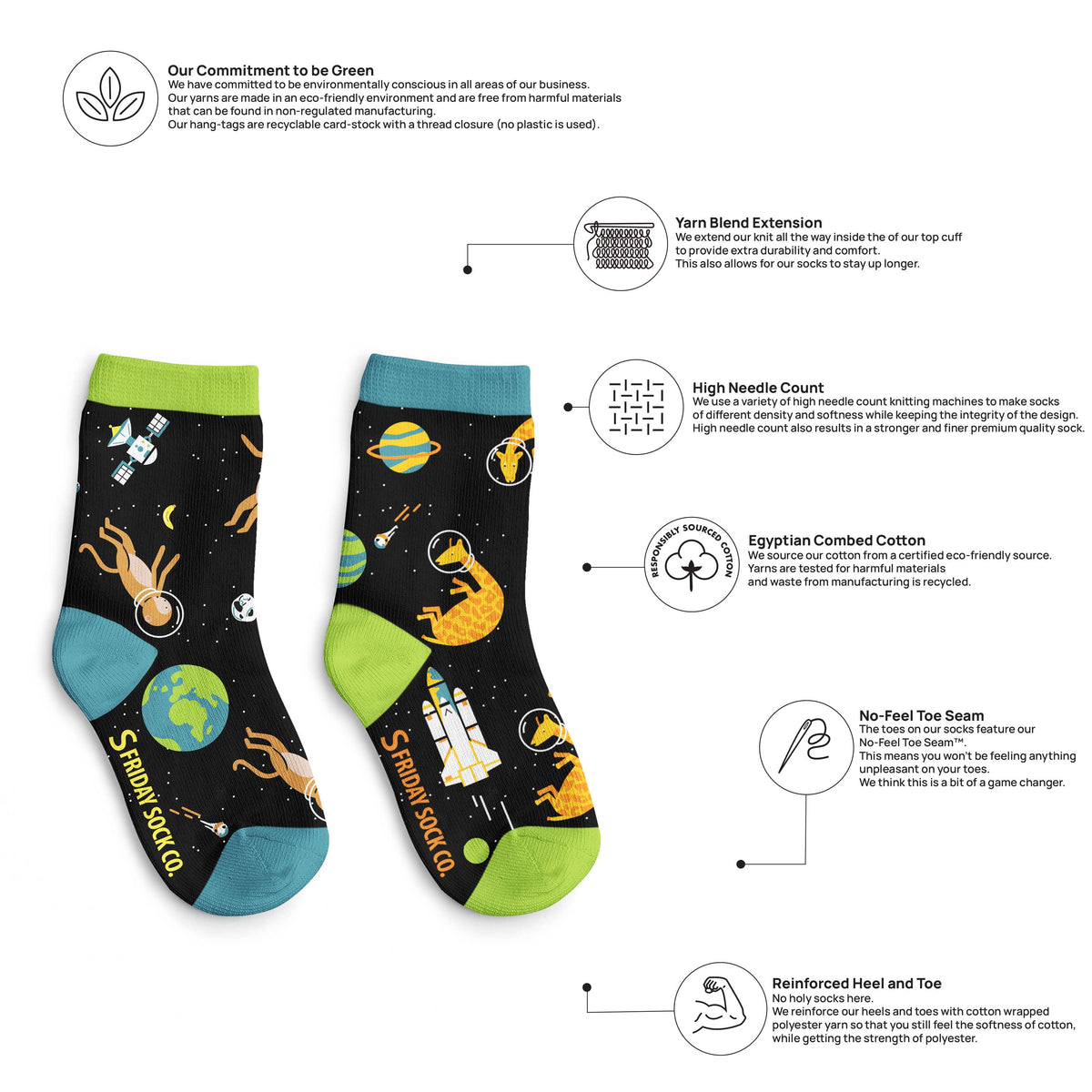 Friday Sock Co/Kid's Animals with Space Helmets Socks