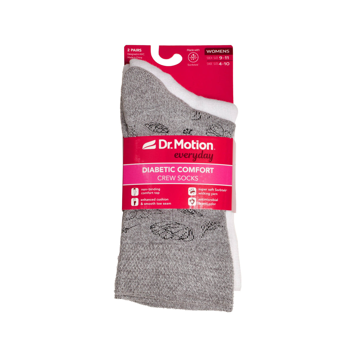 Dr. Motion/Floral Outline | Comfort Top Socks For Women