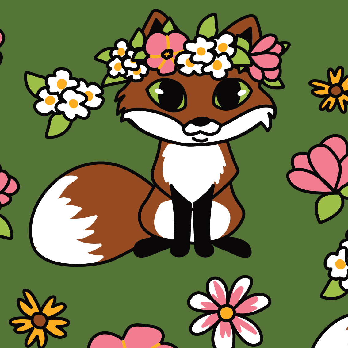 Foot Clothe/Floral Foxes Crew Socks