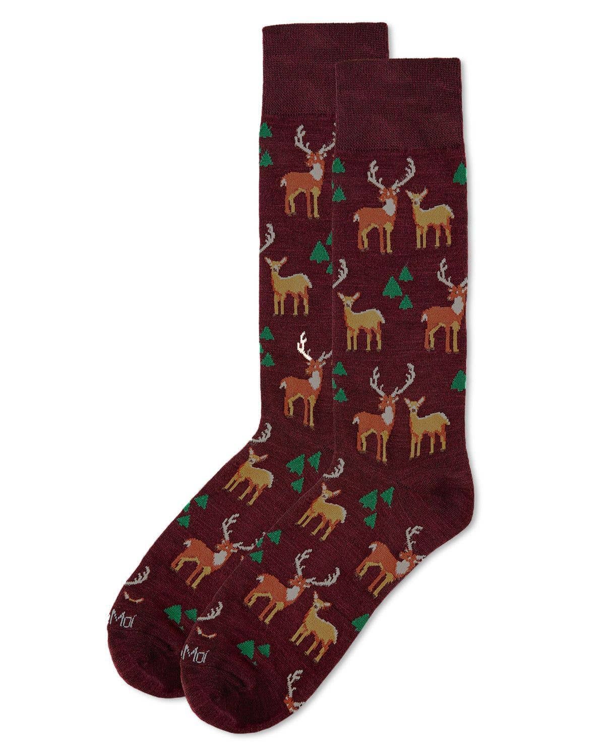 MeMoi/Oh Deer Bamboo Blend Men's Crew Socks