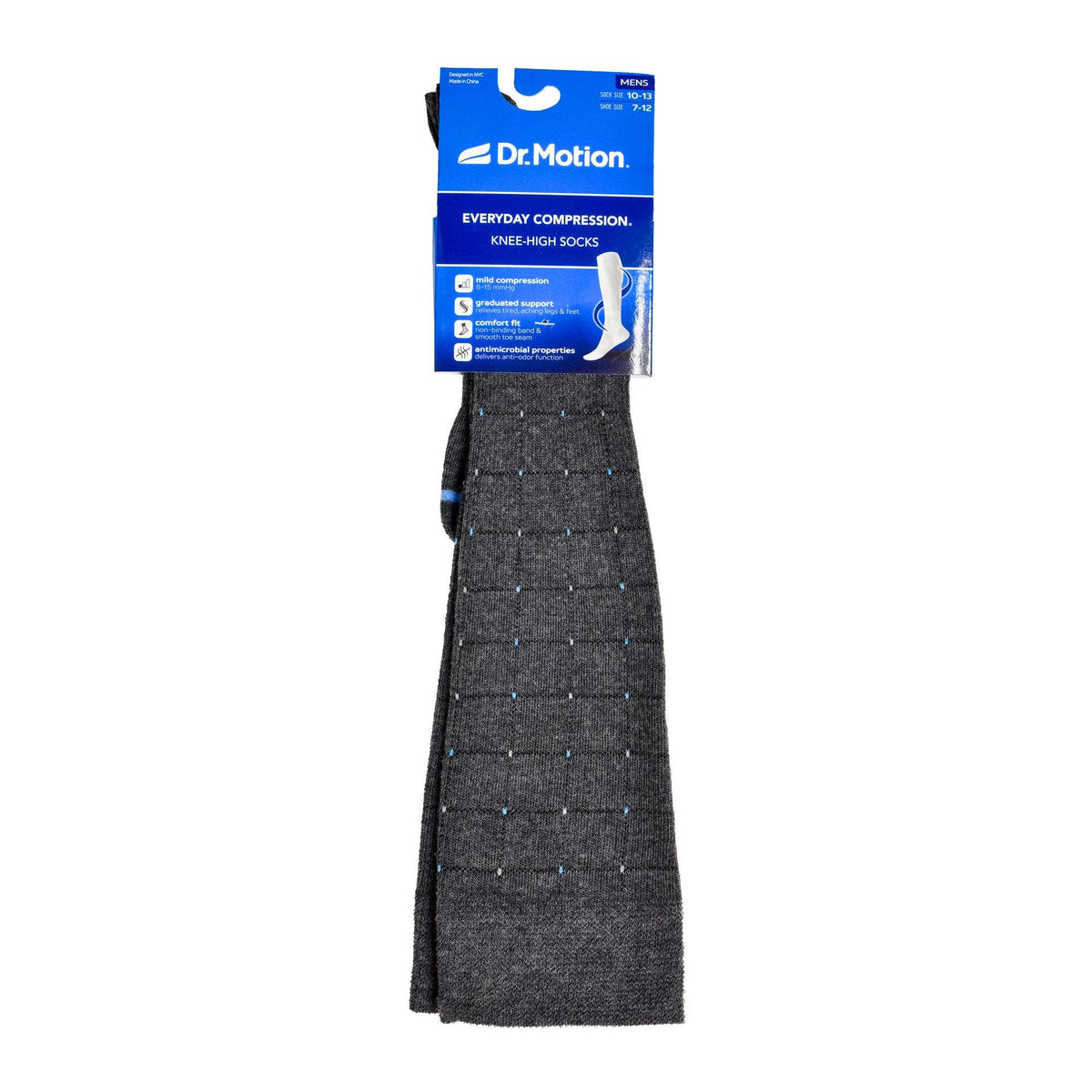 Dr. Motion/Pin Dot Grid | Knee-High Compression Socks For Men
