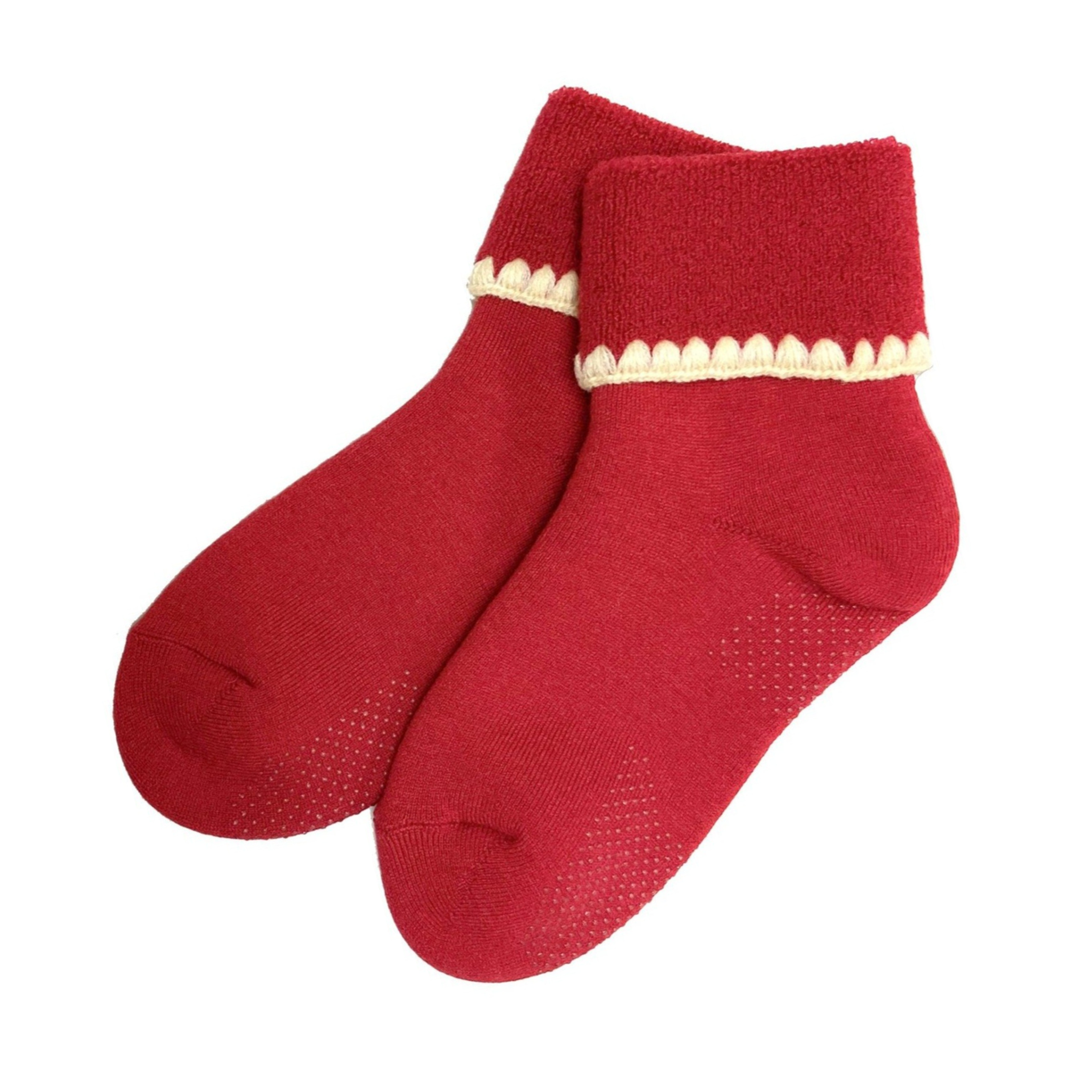Cherrystone/Handcrafted Wool Cuff Socks | with Grips | 6 Colors