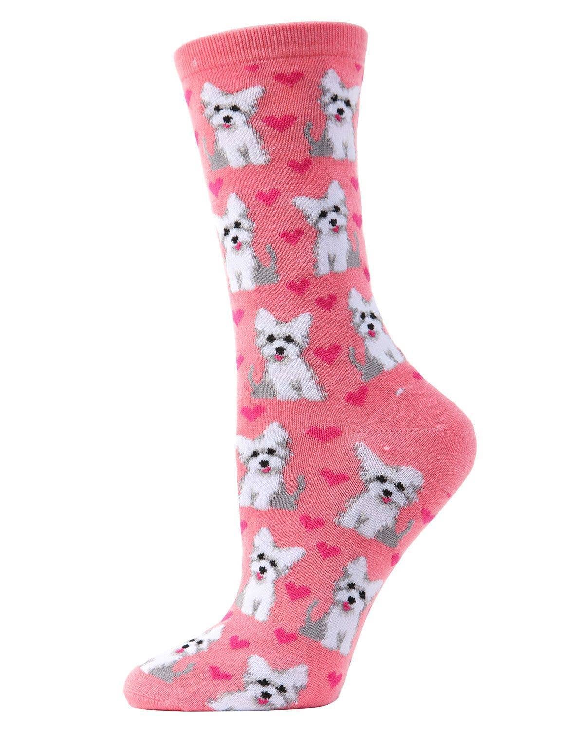 MeMoi Puppy Love Bamboo Crew Socks
