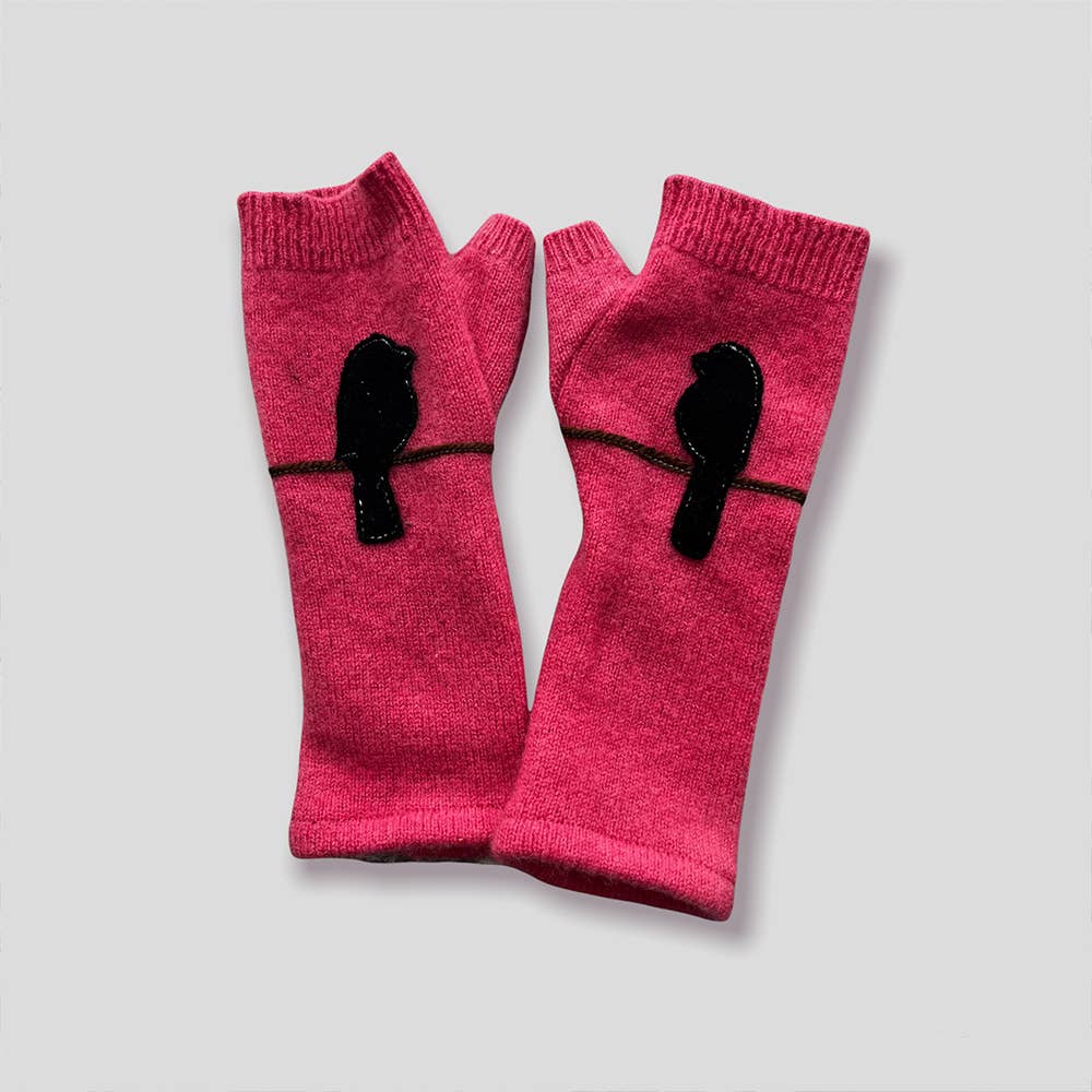 Sardine Fingerless Cashmere Gloves-Bird on Wire