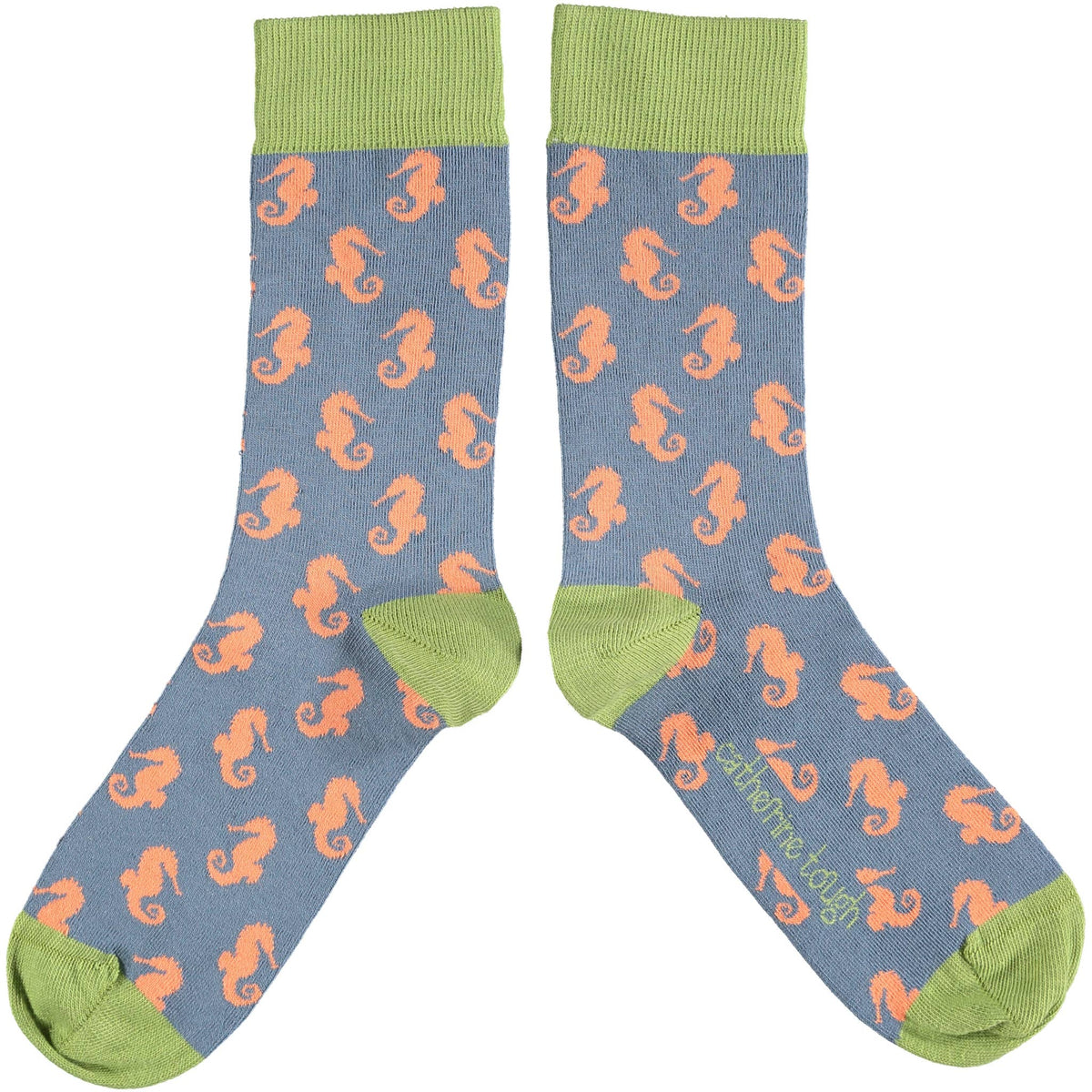 Catherine Tough Women&#39;s Organic Cotton Crew Sock: Turtle - smoky blue