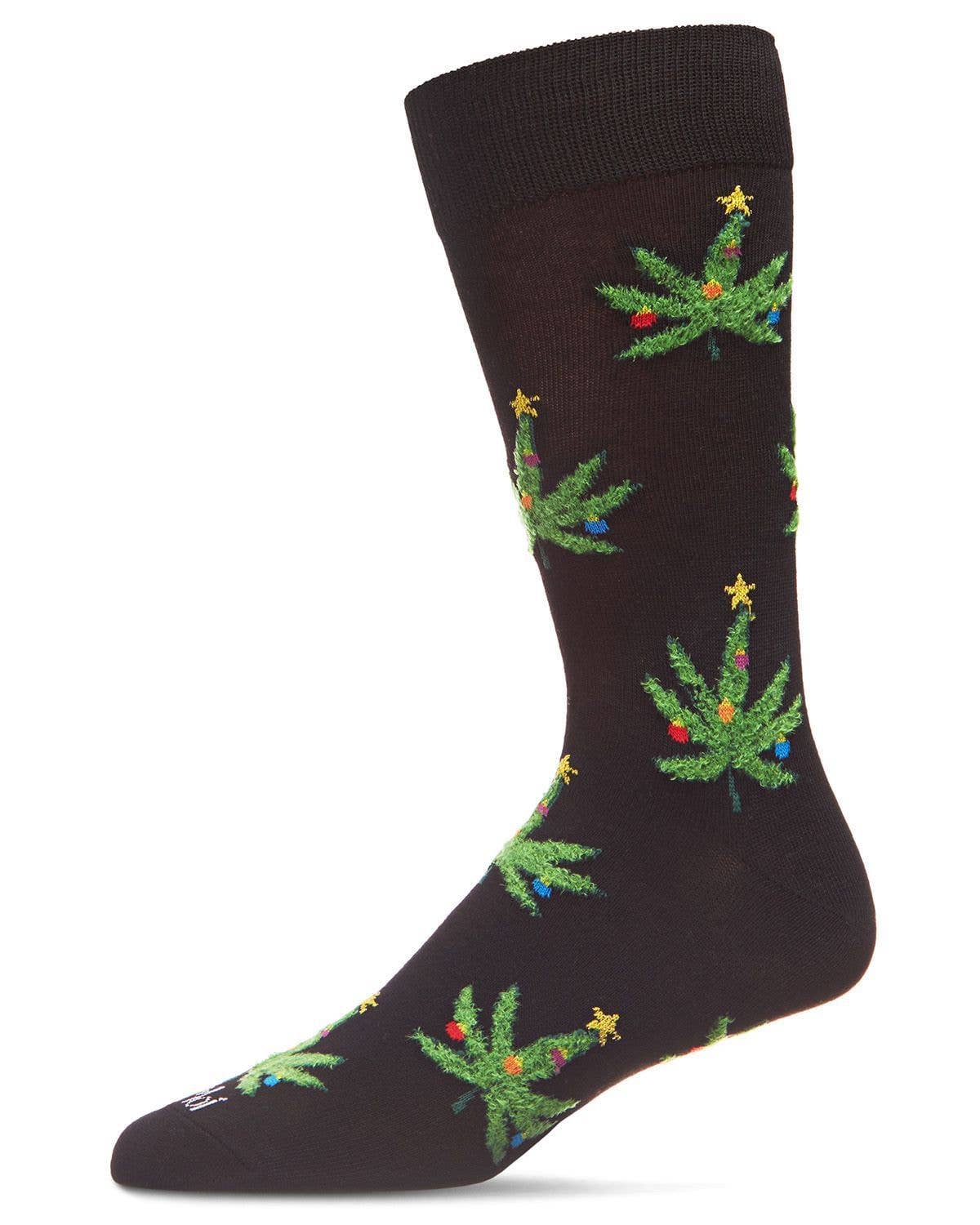 Memoi/Pot Leaf Trees Men's Holiday Crew Sock