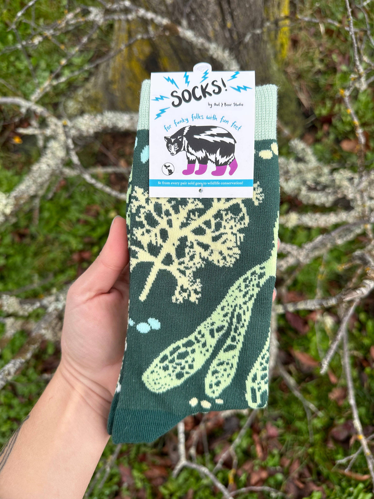 Owl and Bear Studio/Lichen Socks - $1 to Charity! - 80% Bamboo