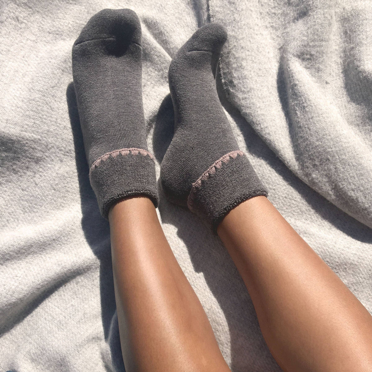 Cherrystone/Handcrafted Wool Cuff Socks | with Grips | 6 Colors