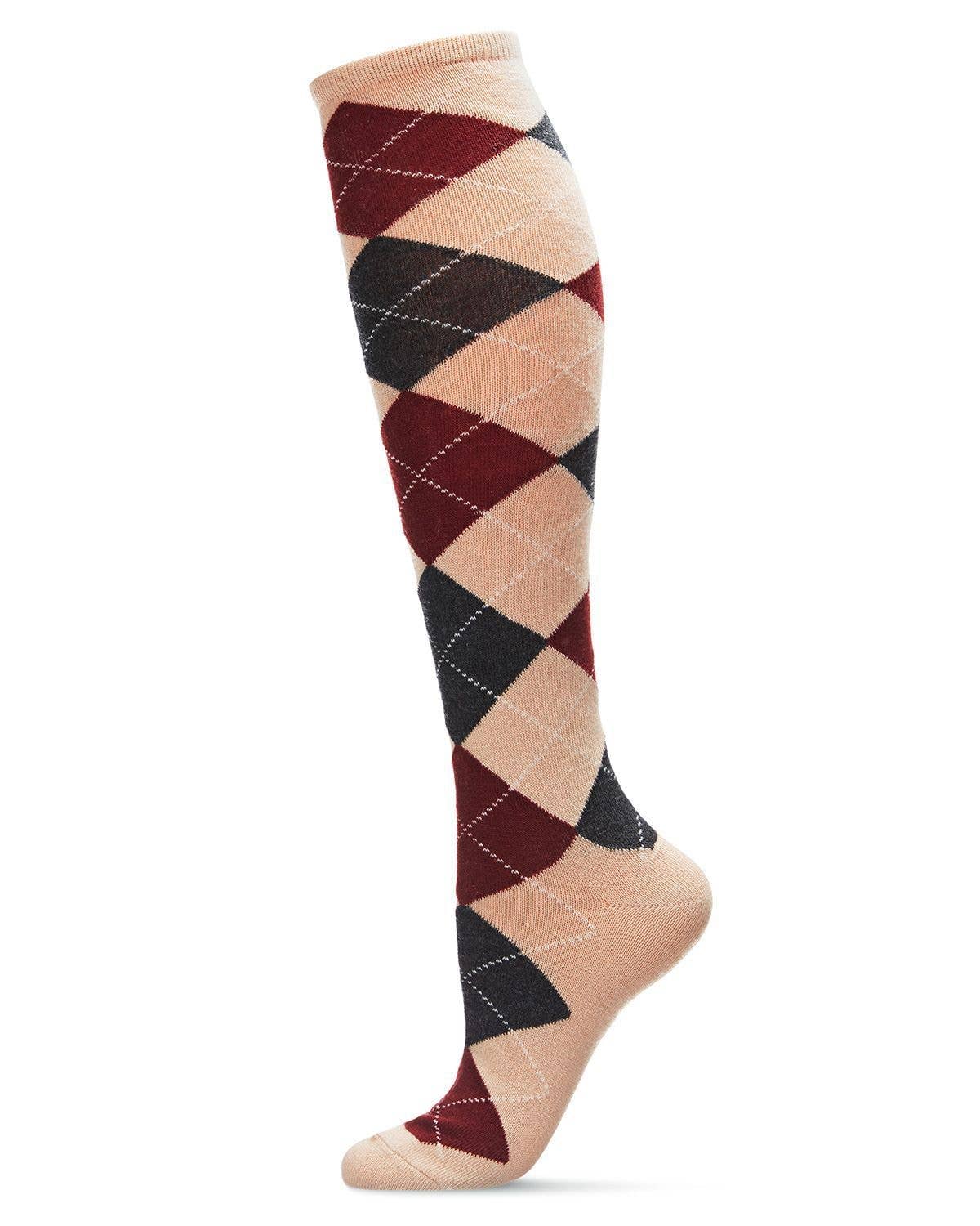 MeMoi Argyle Shades Cashmere Blend Knee High Sock