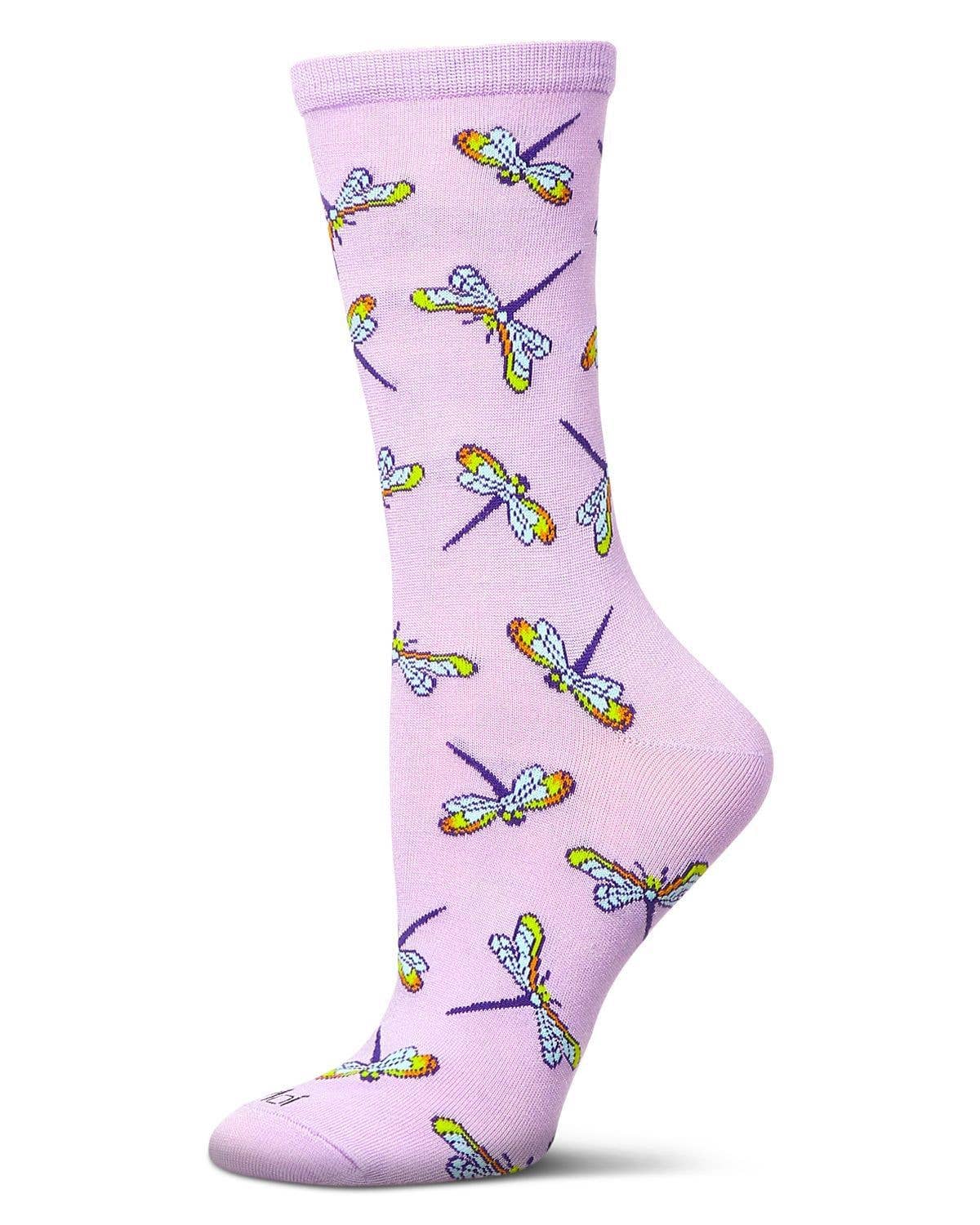 Memoi/Women&#39;s Dragonflies Rayon from Bamboo Crew Socks