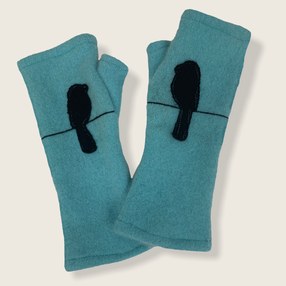 Sardine Fingerless Cashmere Gloves-Bird on Wire