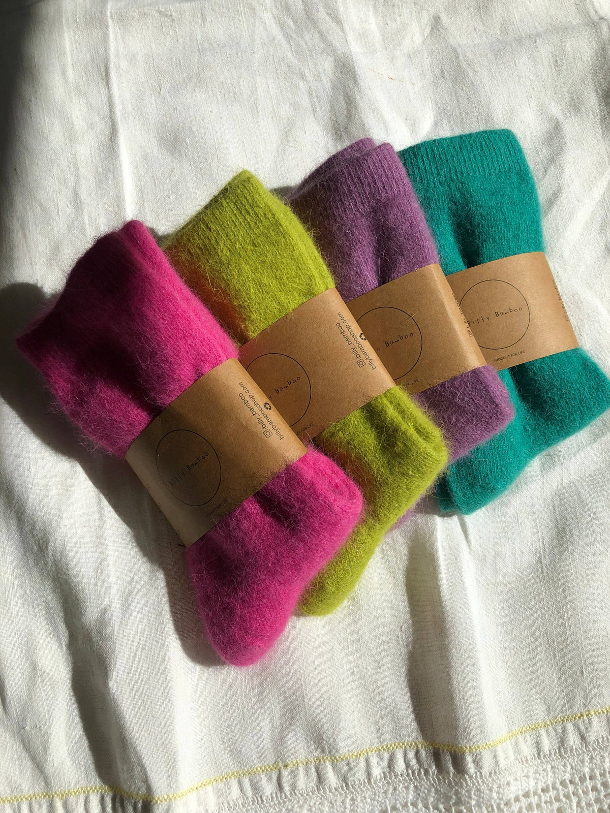 Billy Bamboo/FLUFFY ANGORA SOCKS - CRYSTALS