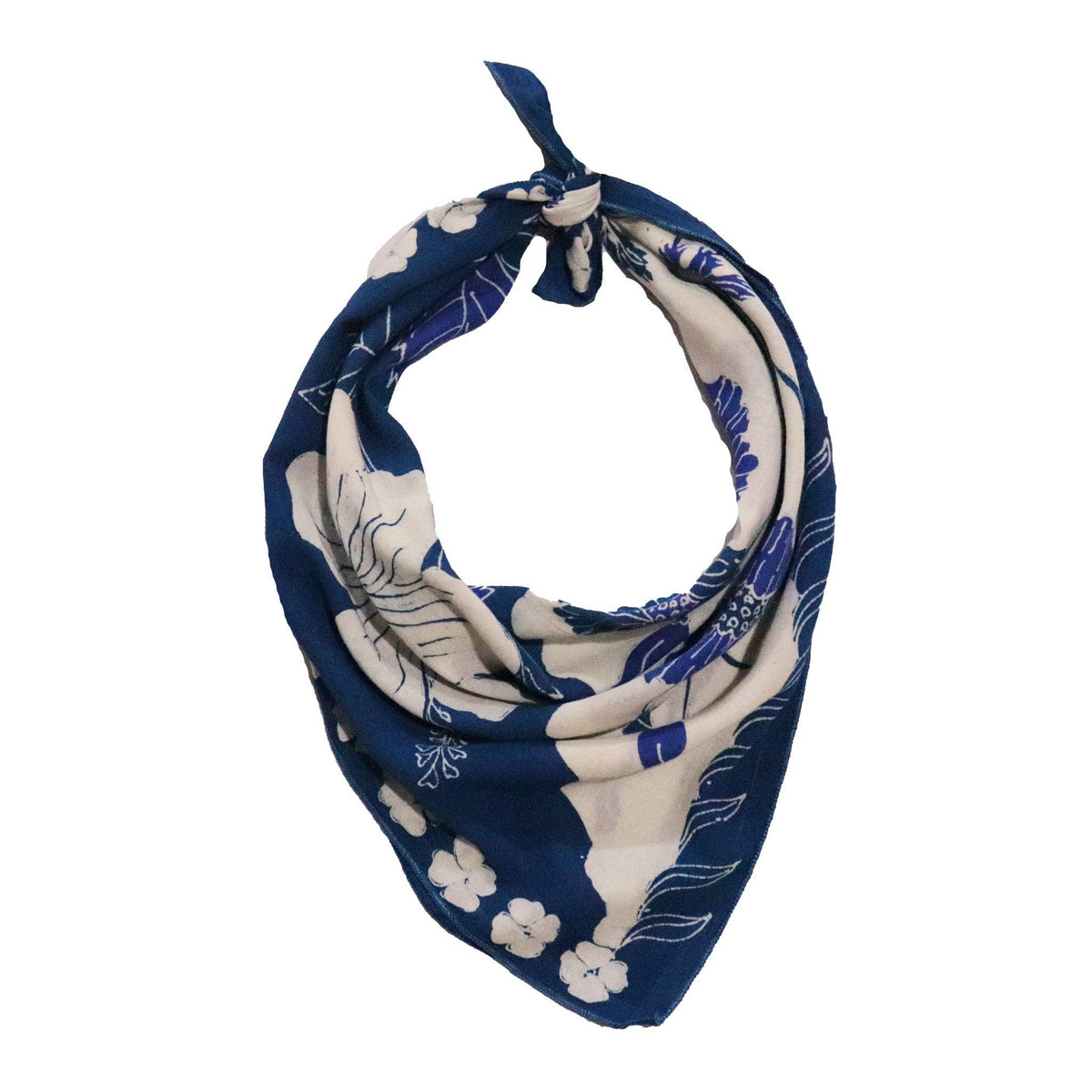 Kasih Coop/Full Hand Drawn Batik Tulis Bandana, Poppy Blue, Regular 22"