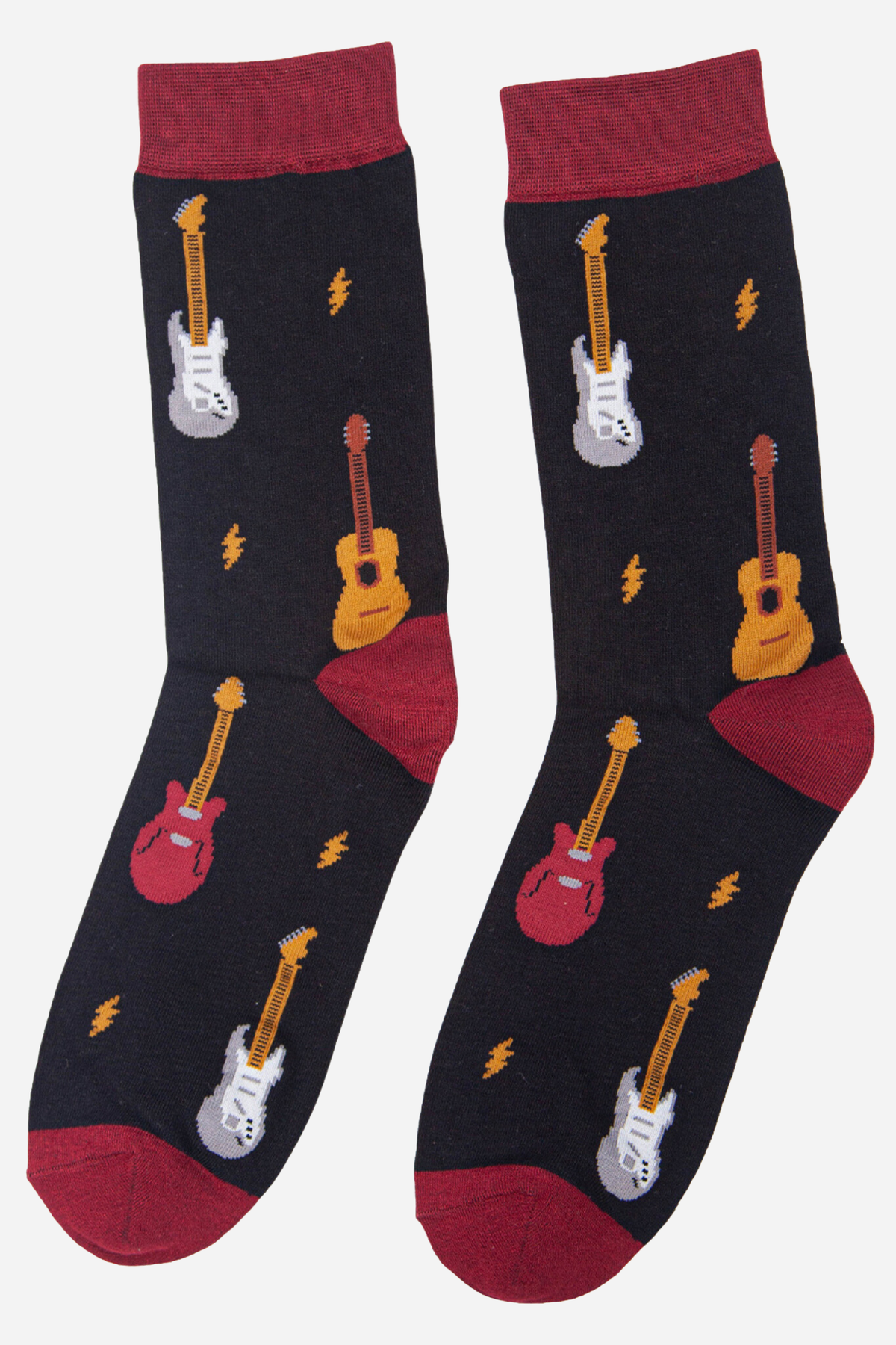 Sock Talk/Black Men&#39;s Mixed Guitar Print Bamboo Socks