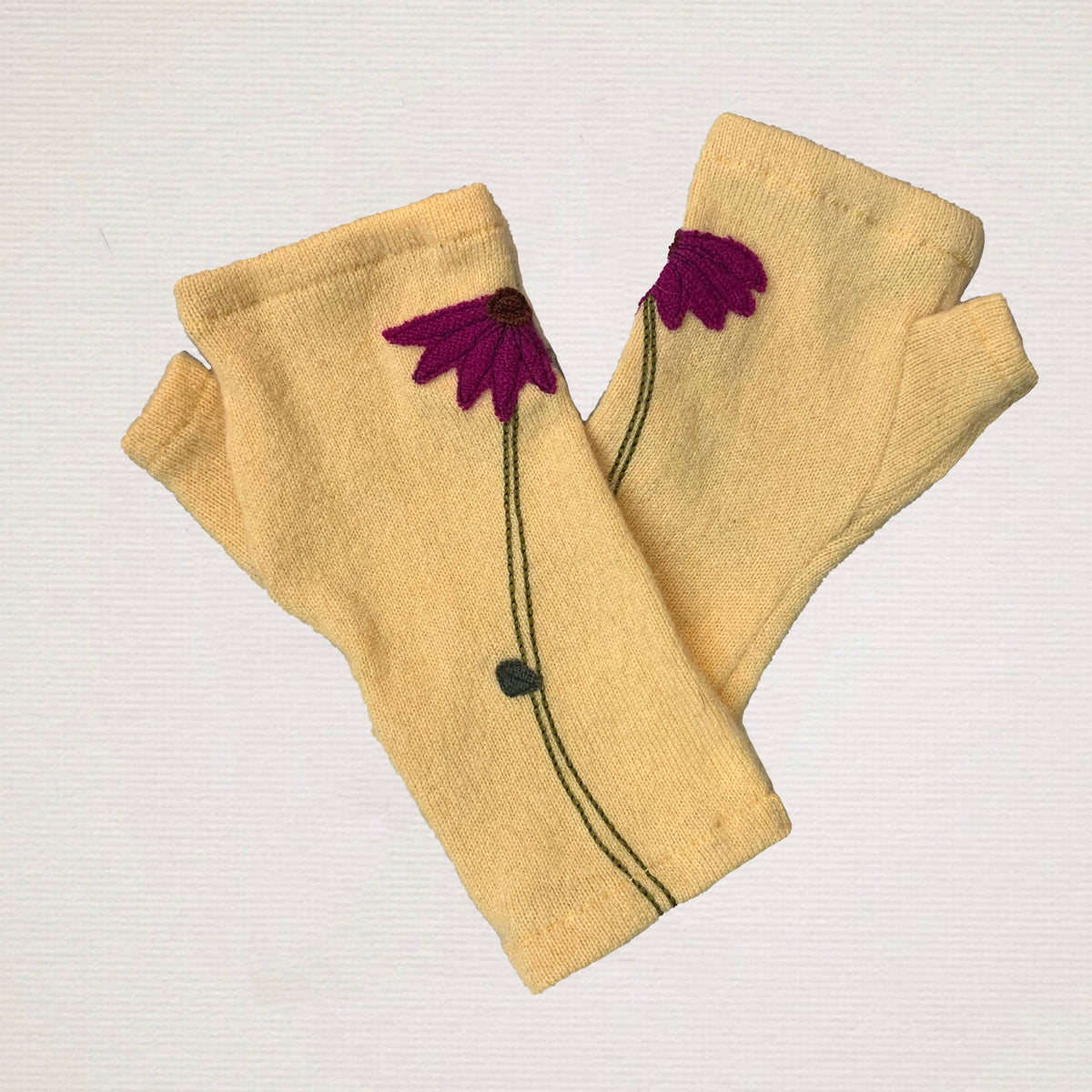 Sardine Fingerless Cashmere Gloves-Coneflower