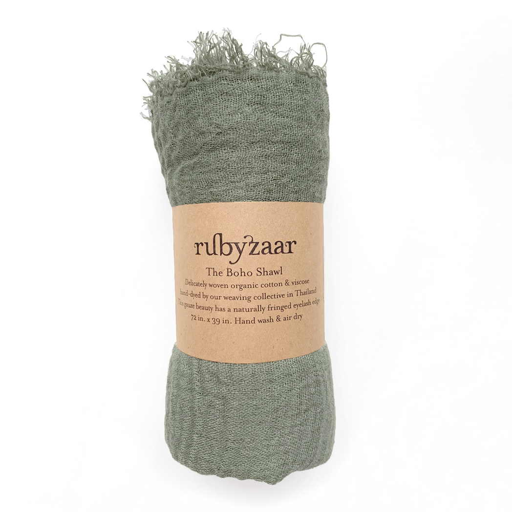 Rubyzaar - Boho Scarf - Sage