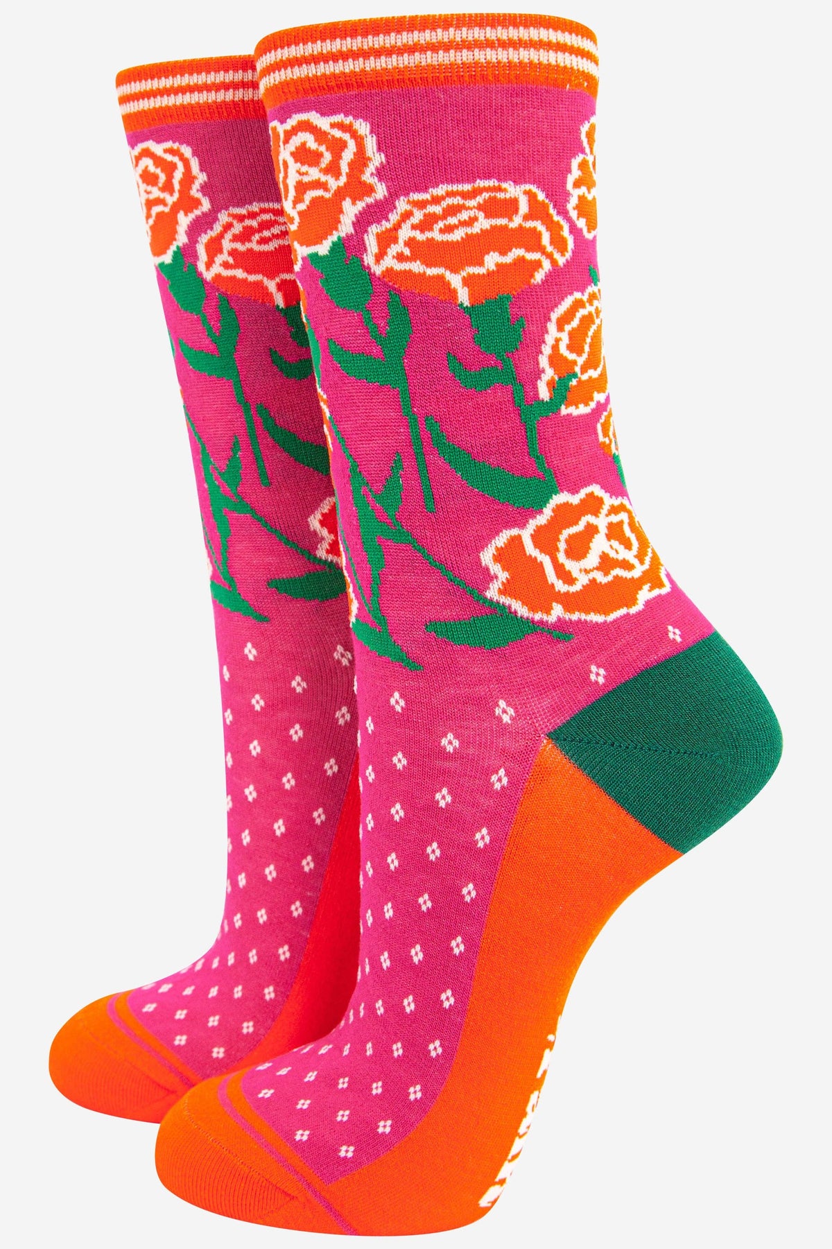 Sock Talk/Women's Carnation Floral Print Bamboo Socks