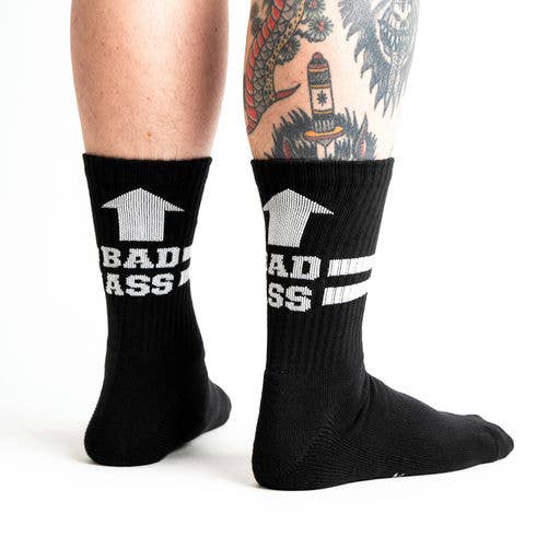 Sock it to Me/Athletic Ribbed Crew Sock: Bad Ass (Black)