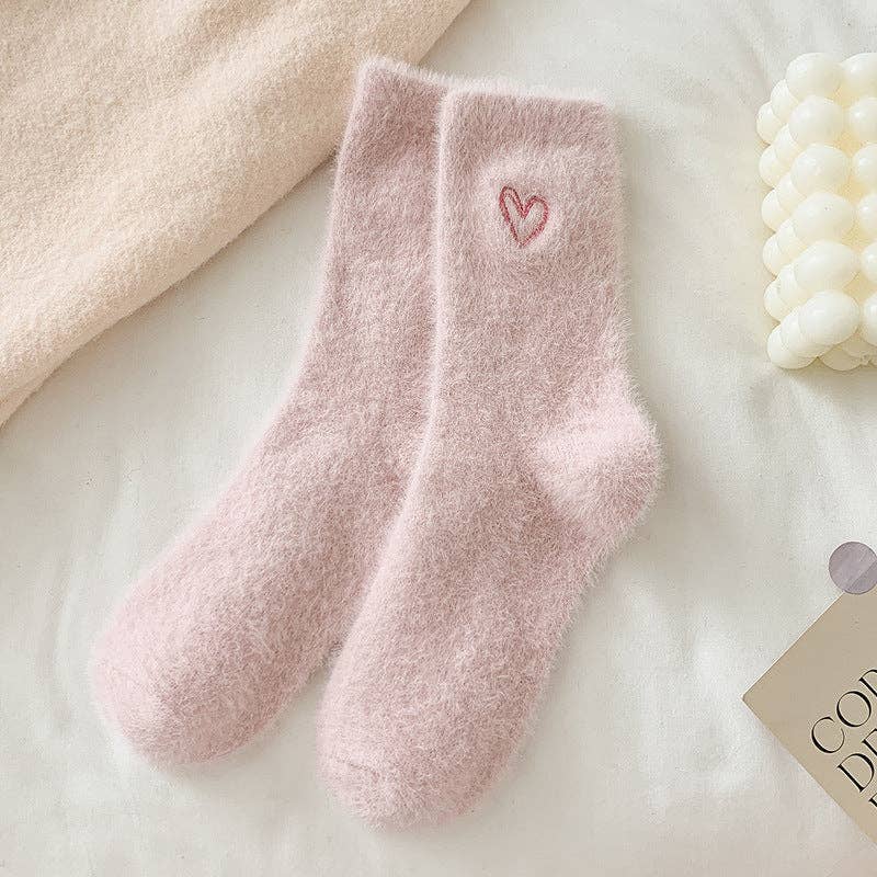 Gohobi/Pink Heart Velvet Socks