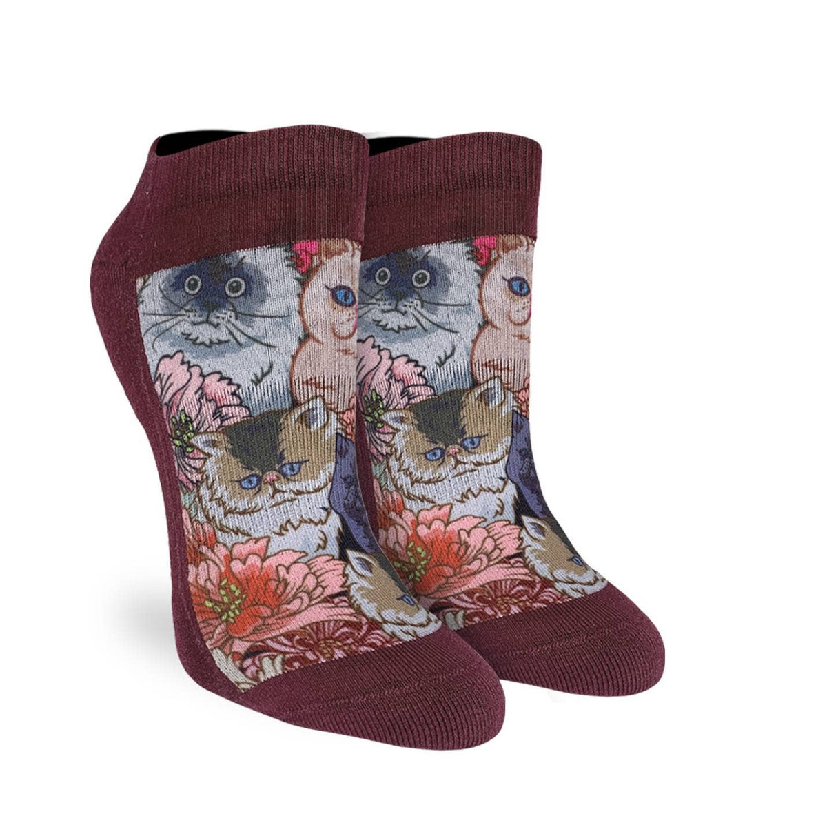 Good Luck Sock Women&#39;s Floral Cats Ankle Socks