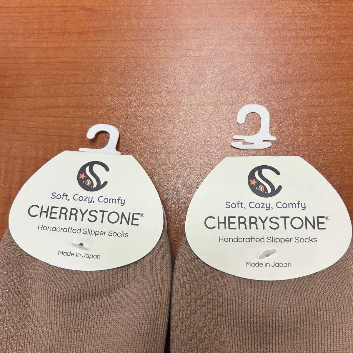 Cherrystone/Handcrafted Wool Crew Slipper Socks with Grips | Size Large