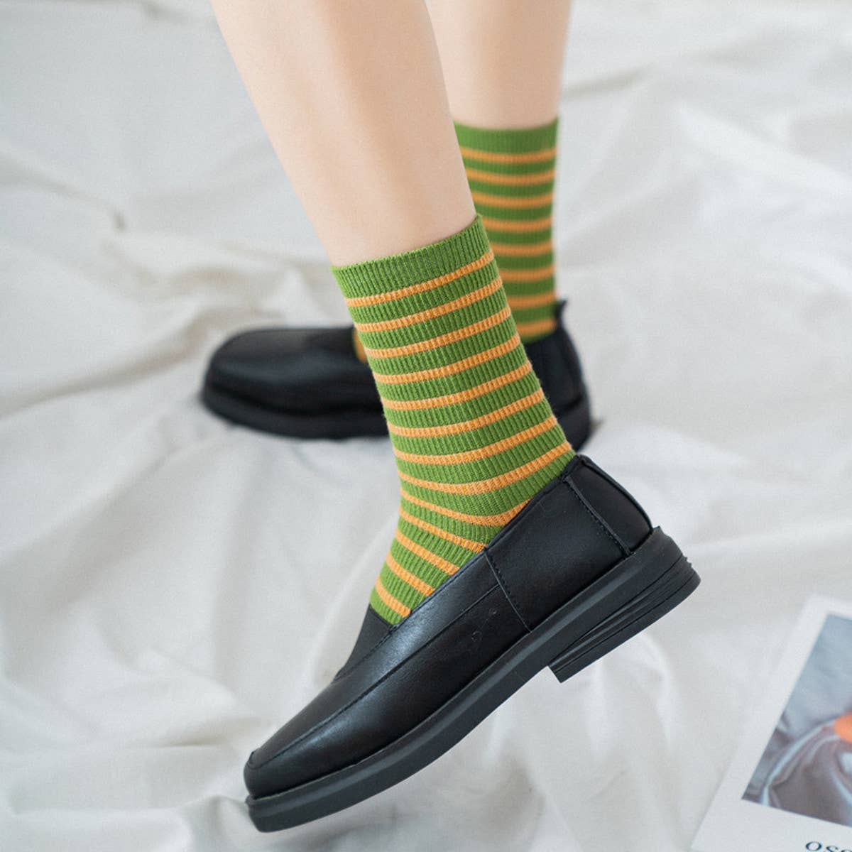 Yuppie Sox WOMEN NEW STRIPED CUTE BREATHABLE PILE SOCKS