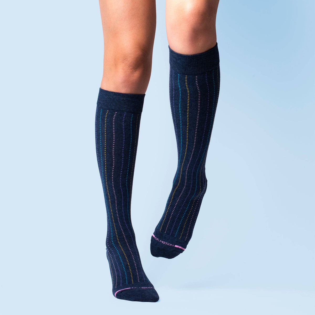 Dr. Motion/Broken Vertical Stripe | Knee-High Compression Socks For Women