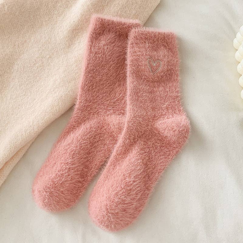 Gohobi/Pink Heart Velvet Socks