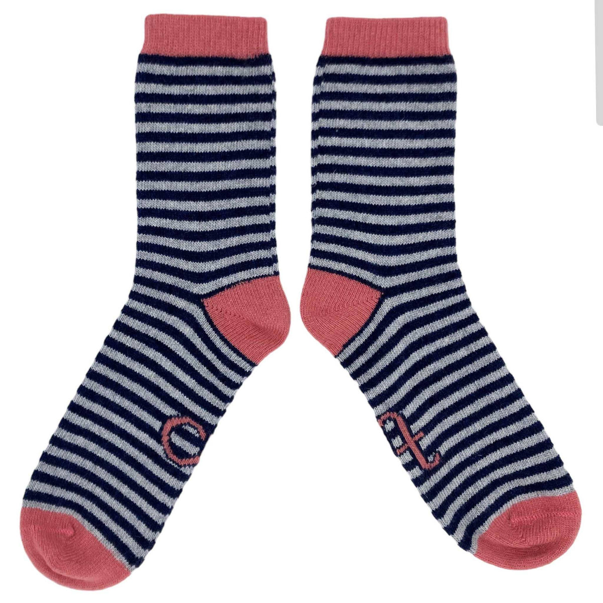Women&#39;s Lambswool Ankle Socks: Leopard - pink/soft brown